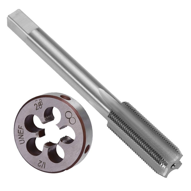 Saihisday مجموعة أدوات التقطيع والملف Saihisday 1/2"-28 TPI، 1/2x28 UNEF HSS لفتحات الخيوط اليمنى وآلة الخيوط المستديرة لإصلاح خيوط البراغي وأداة DIY للتقطيع (RH) - Image 3